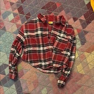 Vintage Plaid Button-Up Shirt- kids large